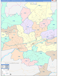 Bloomsburg-Berwick Metro Area Wall Map Color Cast Style 2026